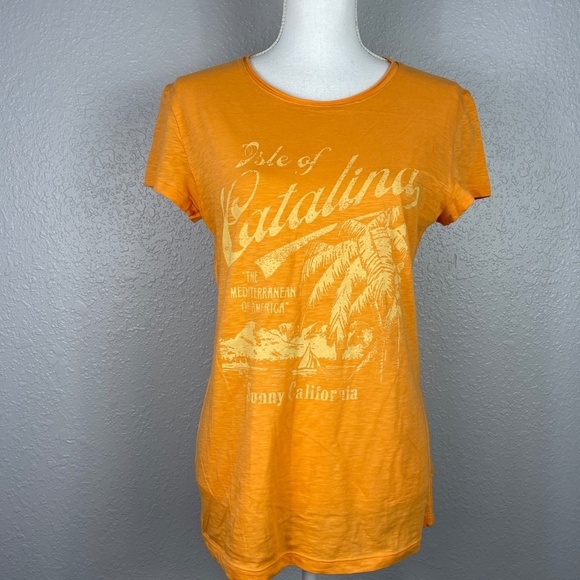 Women's Merona Orange Graphic short sleeve shirt size Large - Picture 2 of 9